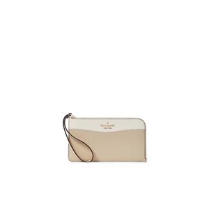 Kate Spade Lucy Pebbled Leather Medium L-zip Wristlet In Light Sand KE575