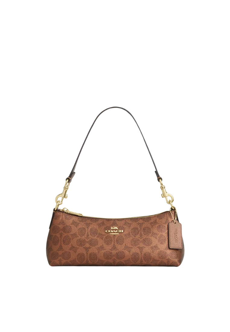 ( PREORDER ) Coach Charlotte In Signature Canvas Shoulder Bag In Brown Copper CCL40