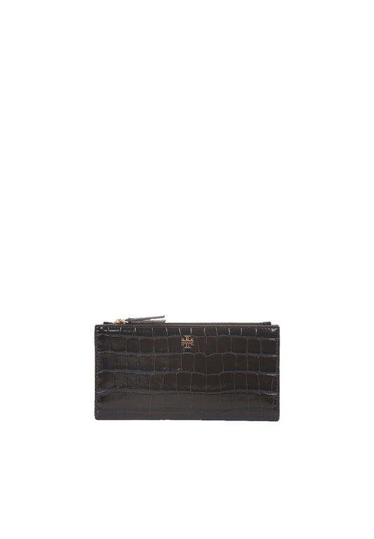 Tory Burch Blake Embossed Slim Wallet In Dark Mahogany 149643