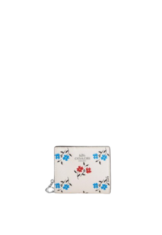 Coach Snap Wallet With Floral Print In Chalk Multi CT981
