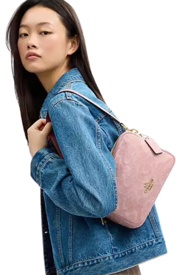 Coach Carey Crossbody Bag In Signature Denim In Light Pink CER69