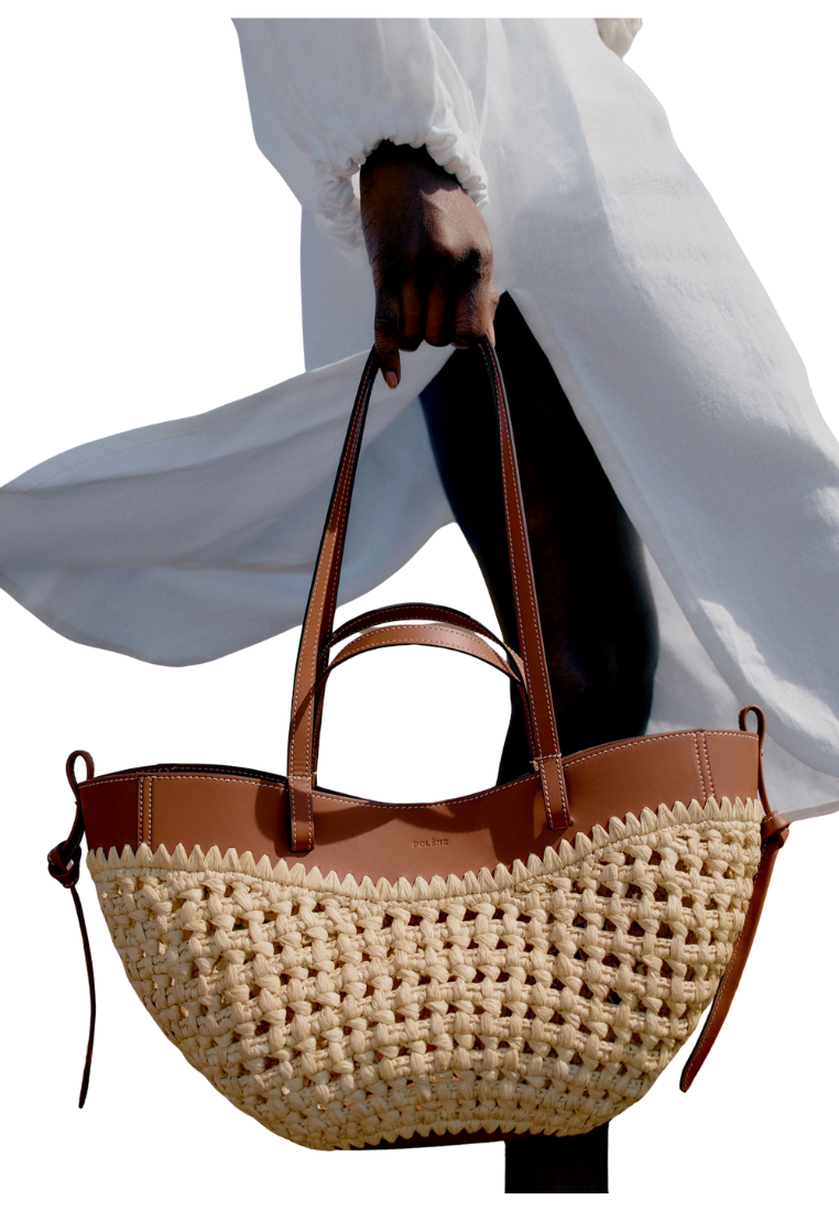 ( PREORDER ) Polene Cyme Shoulder Bag In raffia