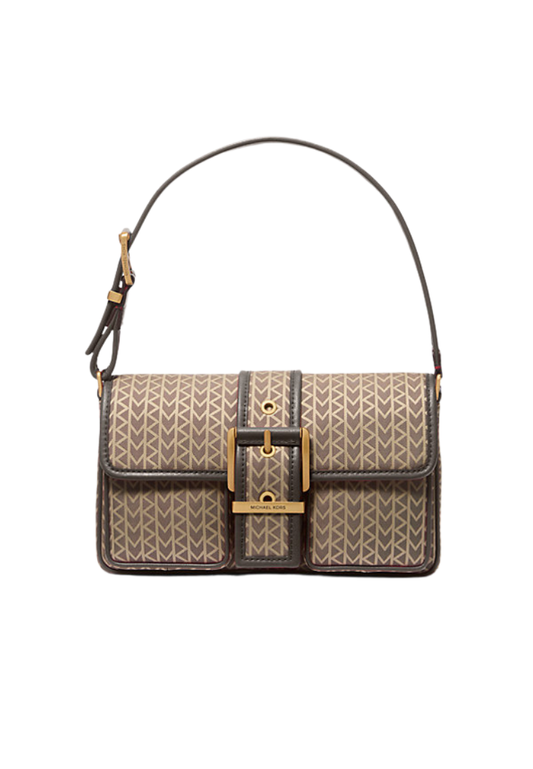 ( PREORDER ) Michael Kors Colby Medium MK2000 Logo Jacquard Shoulder bag In Natural 30T5ABAL8J