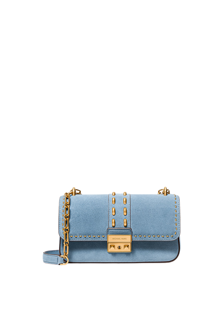 ( PREORDER ) Michael Kors Tribeca Small Studded Suede Shoulder Bag In Chambray 30S6A2RL5S