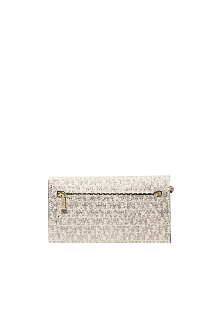 ( PREORDER ) Michael Kors Jet Set Medium Signature Logo Smartphone wristlet In Vanilla/Soft Pink 32S6GJ6W6B