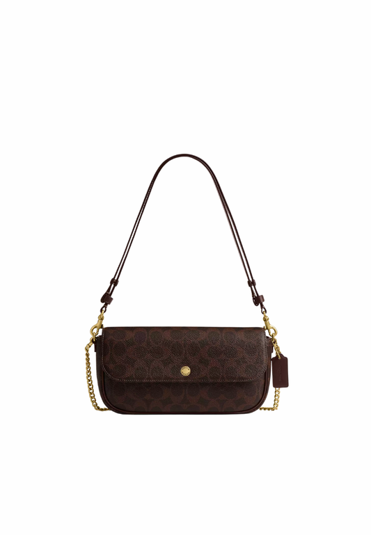 ( PREORDER ) Coach Brook Flap Chain In Signature Canvas Shoulder Bag In Brass Maple CAN91