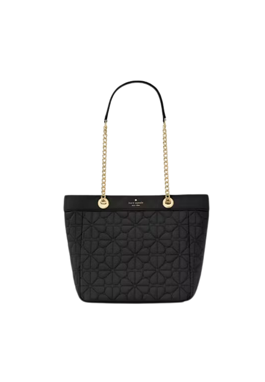 ( PREORDER ) Kate Spade Spade Flower Quilted Fabric Tote Bag In Black KK156