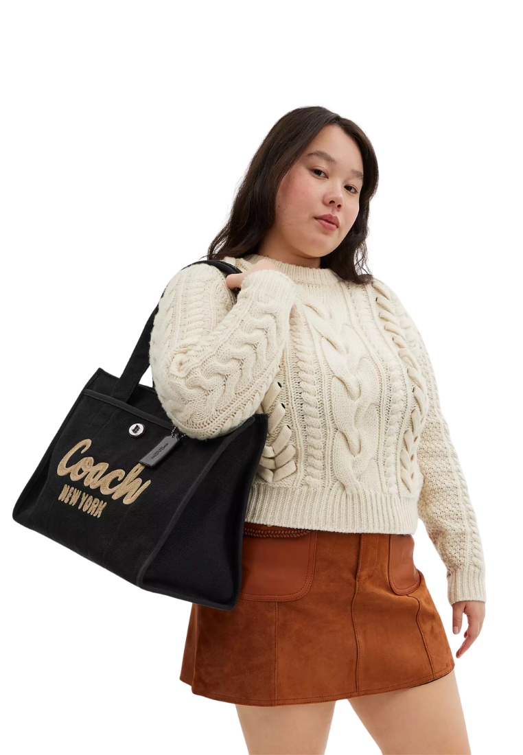 ( PREORDER ) Coach Cargo 42 Tote Bag In Silver Black CP163