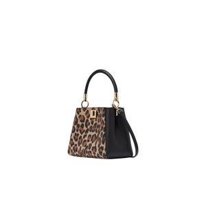 Kate Spade Phoebe Small Spotted Leopard Top Handle Satchel Bag In Brown Multi KH486