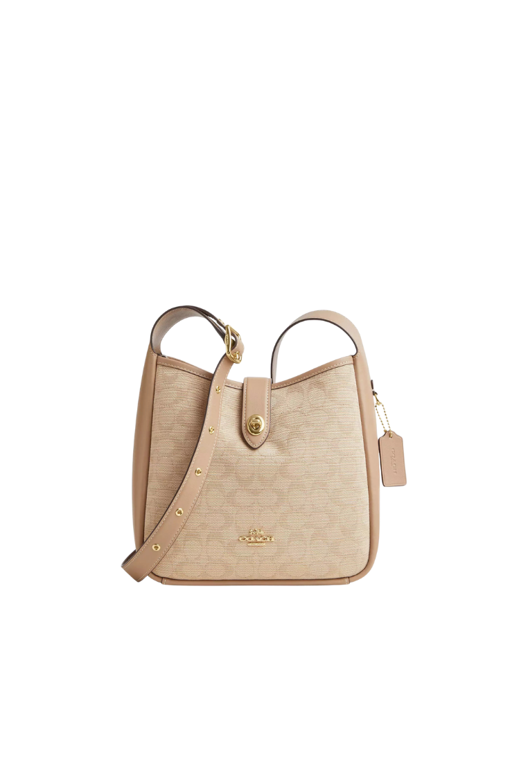 ( PREORDER ) Coach Hadley Turnlock With Signature Canvas Tote Bag In Dark Natural Multi CAK51