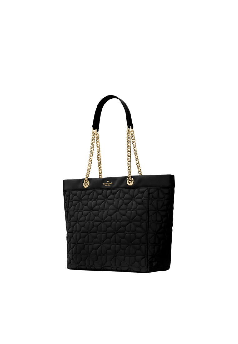 ( PREORDER ) Kate Spade Spade Flower Quilted Fabric Tote Bag In Black KK156