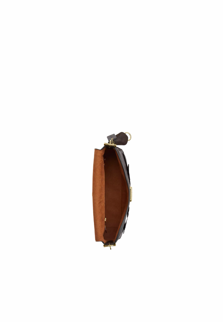 ( PREORDER ) Coach Etta Small Flap With Floral Applique Shoulder Bag In Gold Maple CDY43