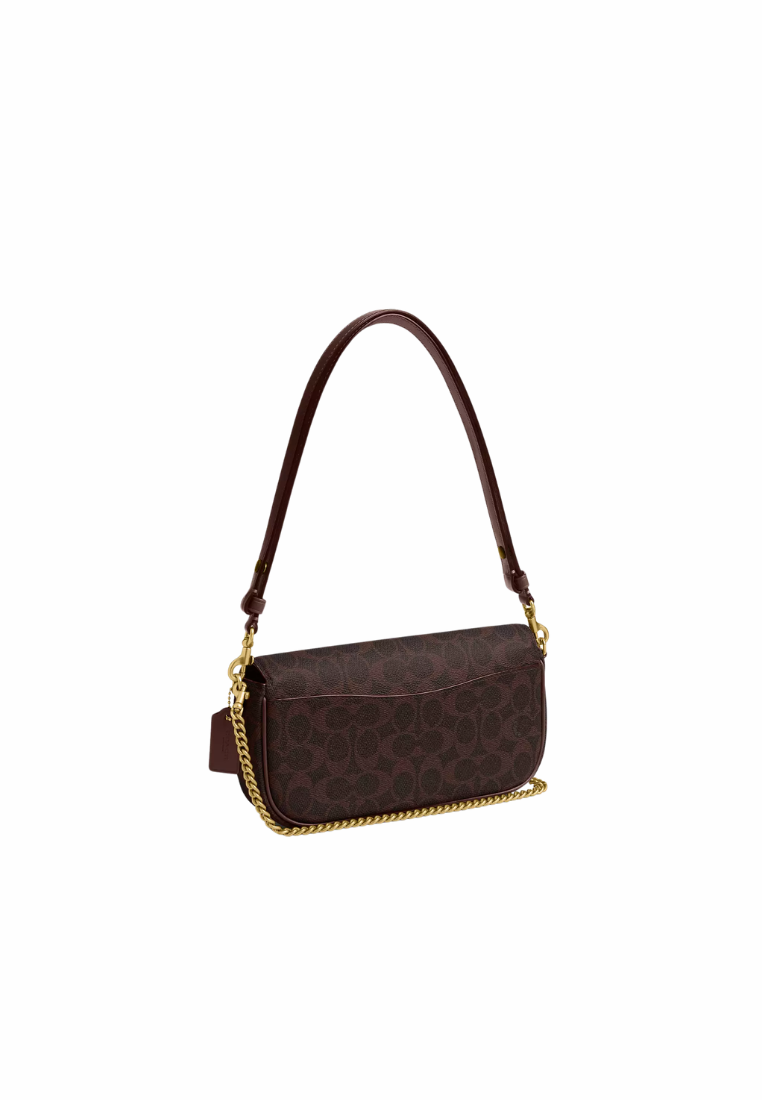 ( PREORDER ) Coach Brook Flap Chain In Signature Canvas Shoulder Bag In Brass Maple CAN91