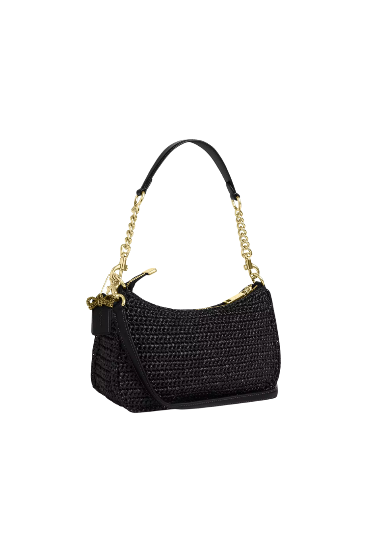 ( PREORDER ) Coach Teri Shoulder Bag In Straw Gold Black CBI17