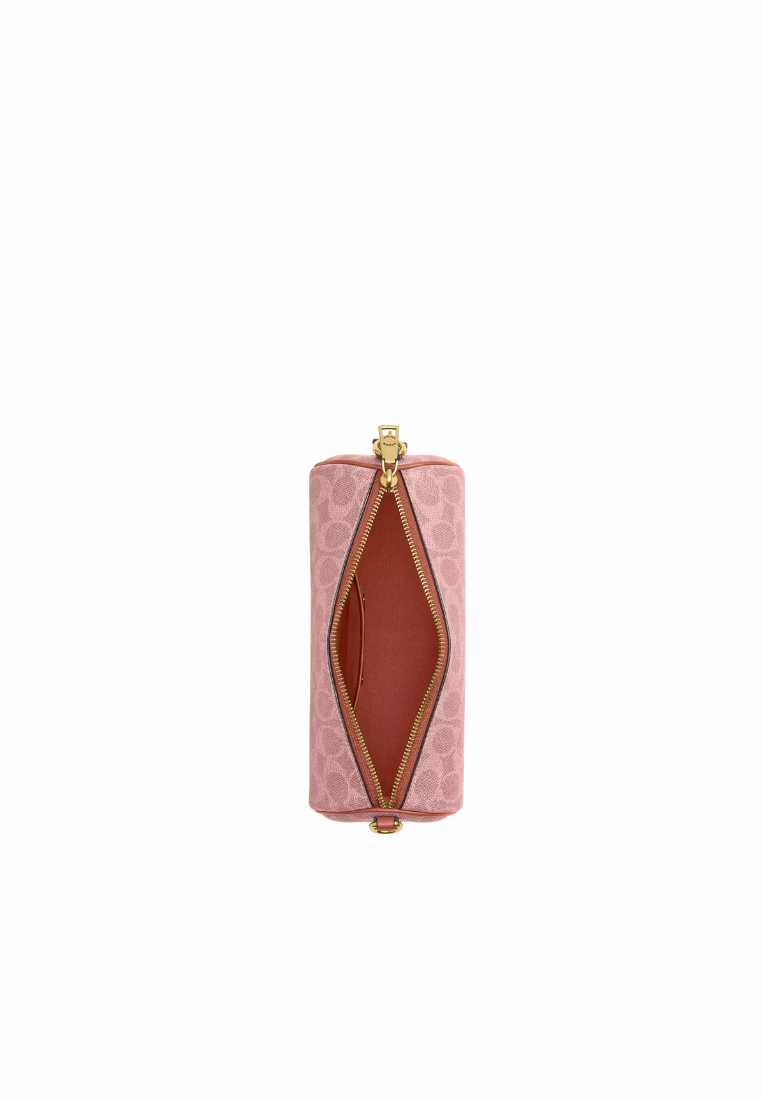 ( PREORDER ) Coach Barrel Bag In Signature Canvas Shoulder Bag In Melon Pink CDY79