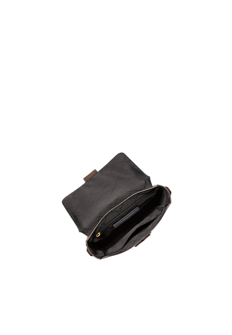 ( PREORDER ) Michael Kors Colby Logo Embossed Burnished Leather Messenger bag In Chocolate 33F5GBAL6L
