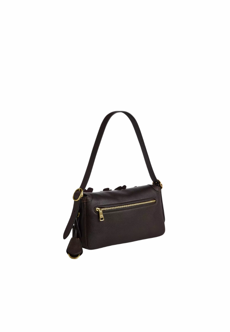 ( PREORDER ) Coach Etta Small Flap With Floral Applique Shoulder Bag In Gold Maple CDY43