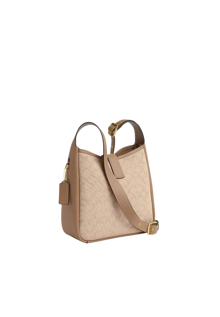 ( PREORDER ) Coach Hadley Turnlock With Signature Canvas Tote Bag In Dark Natural Multi CAK51