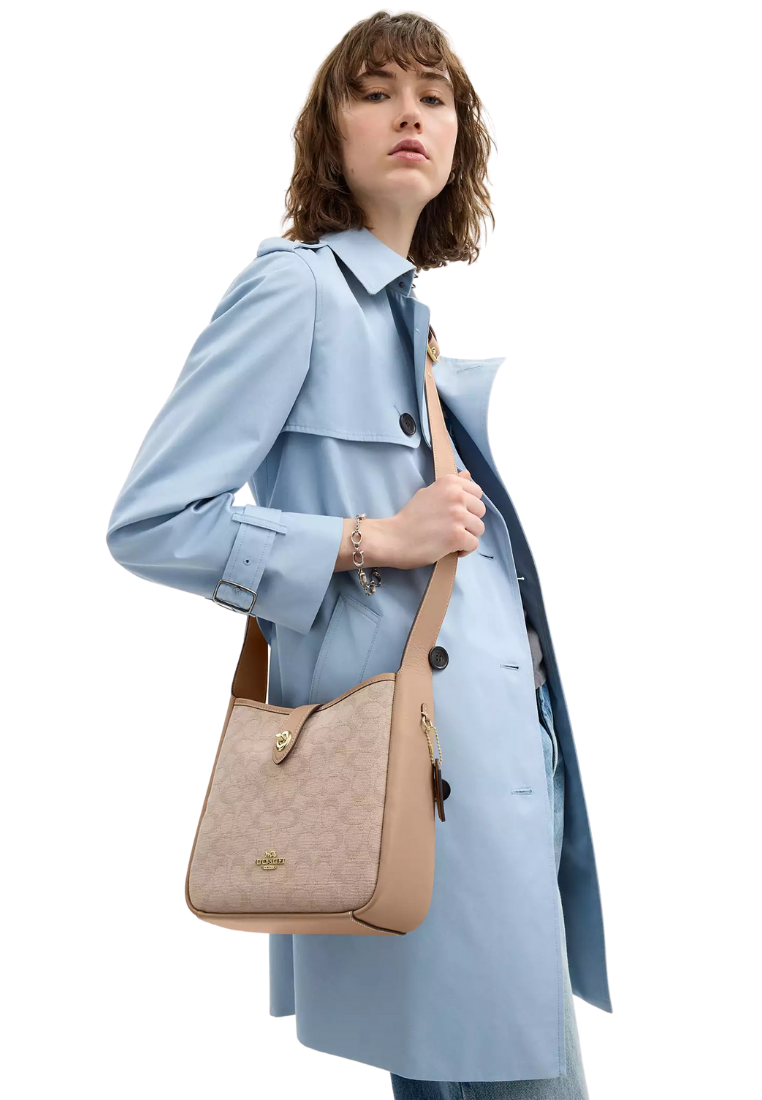 ( PREORDER ) Coach Hadley Turnlock With Signature Canvas Tote Bag In Dark Natural Multi CAK51