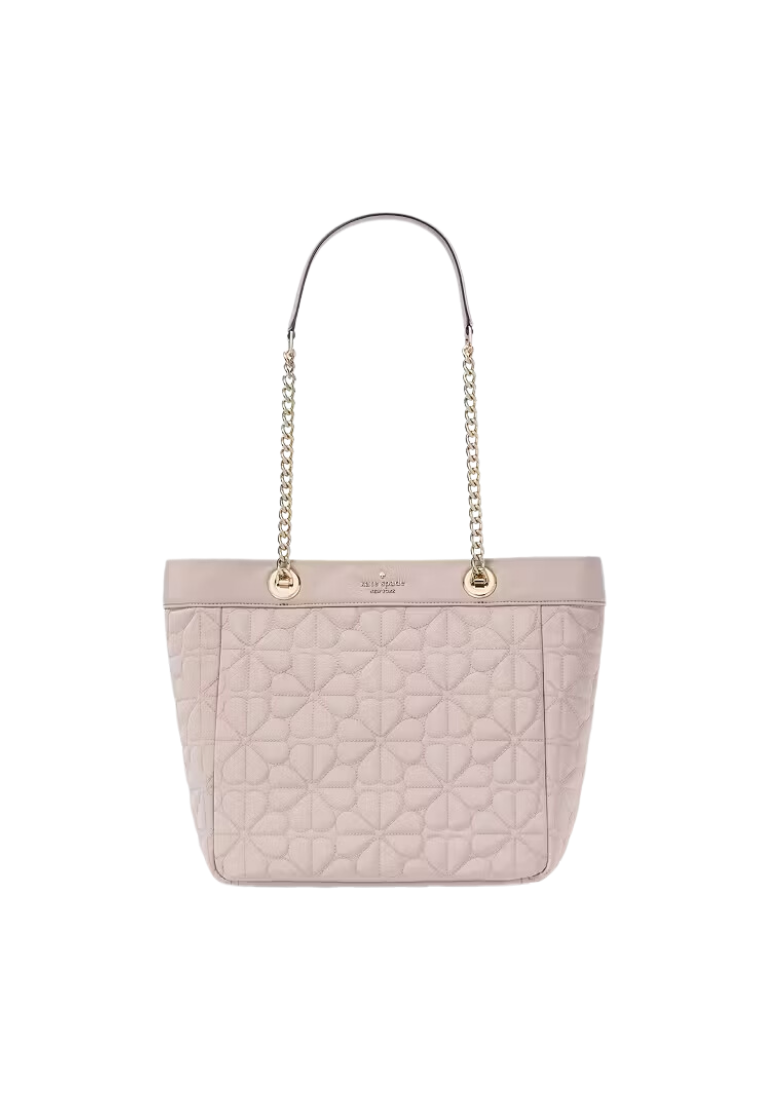 ( PREORDER ) Kate Spade Spade Flower Quilted Fabric Tote Bag In Cozy Grey KK156