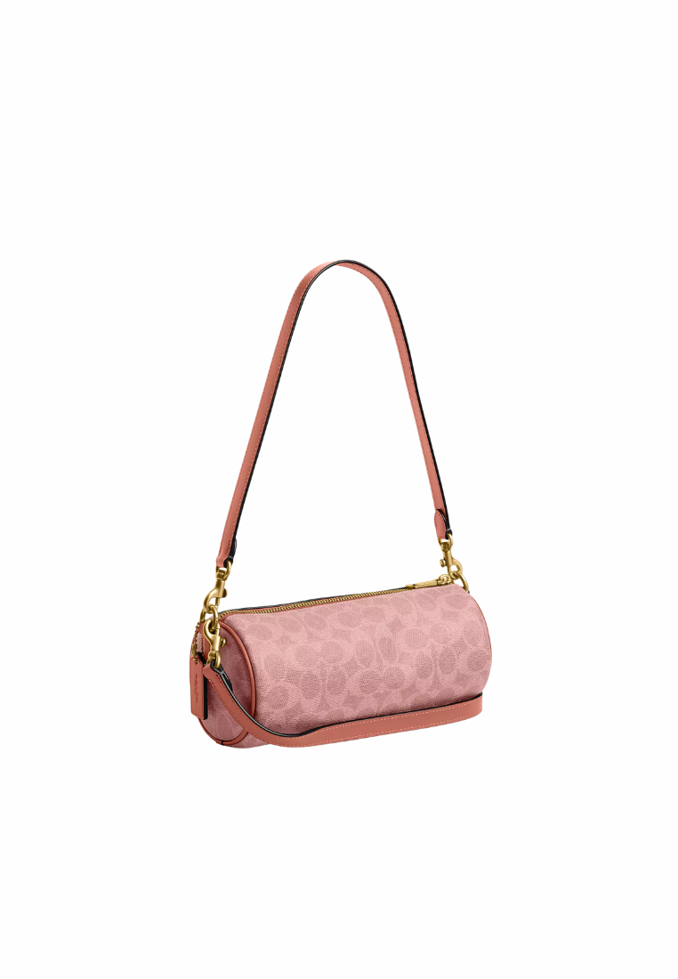 ( PREORDER ) Coach Barrel Bag In Signature Canvas Shoulder Bag In Melon Pink CDY79