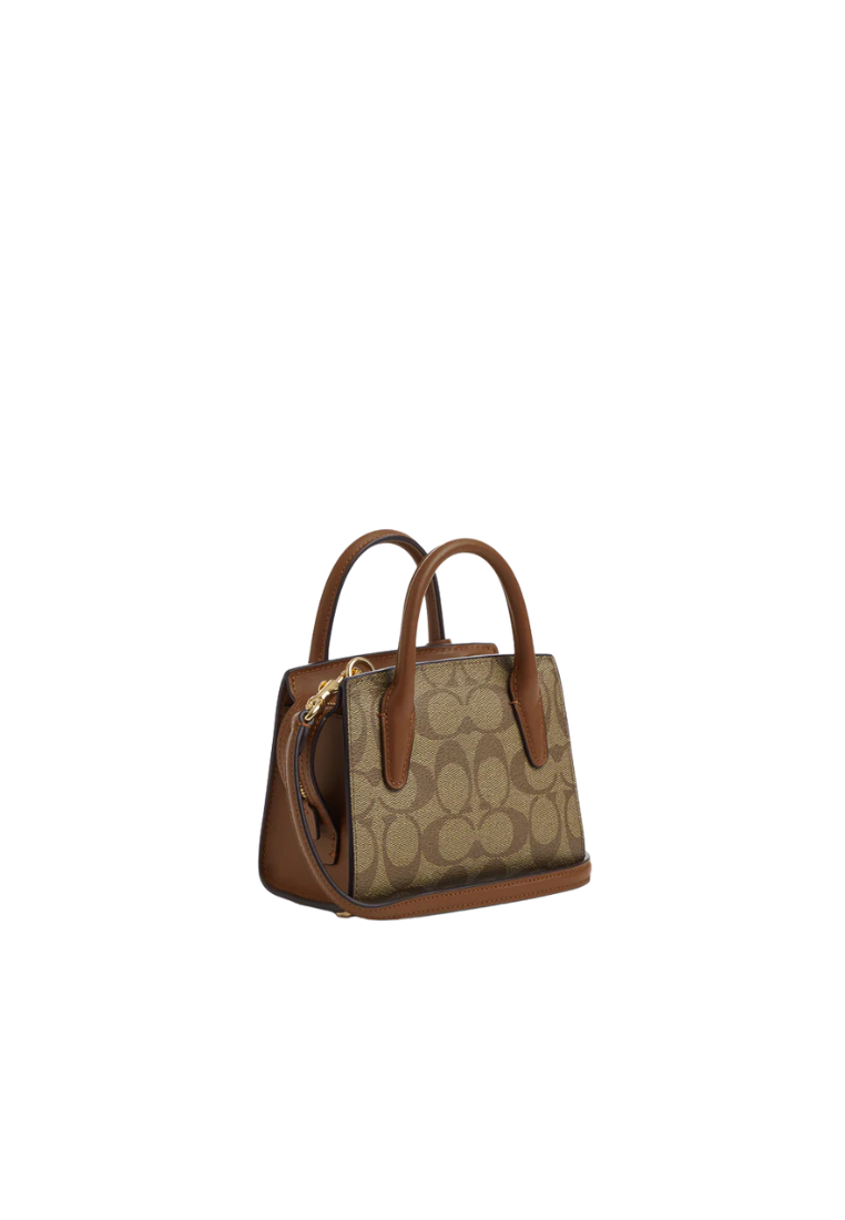 Coach Andrea Mini Carryall Crossbody Bag Signature Canvas In Khaki Saddle 2 CO975