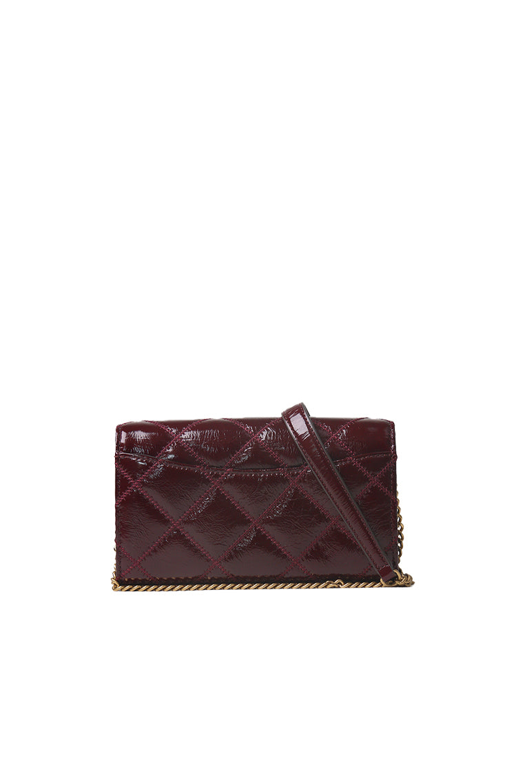 Tory Burch Willa Shine Chain Wallet In Fig Jam 164057
