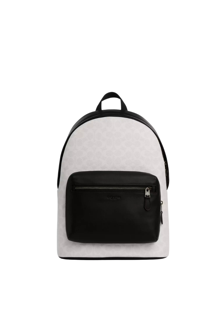 ( PREORDER ) Coach West In Signature Canvas Backpack In Chalk Black CV925