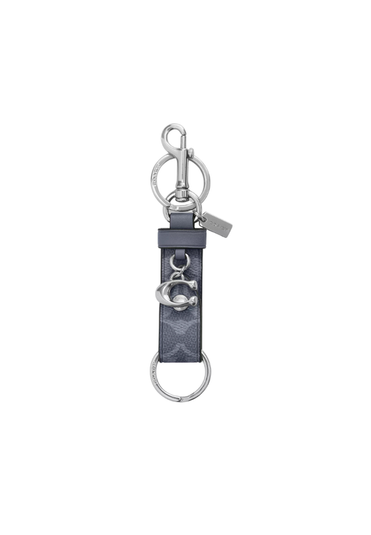 ( PREORDER ) Coach Trigger Snap Bag In Signature Canvas With Charm Charm In Silver Chambray CBM47