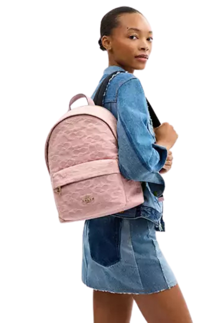 Coach Taylor Backpack In Signature Denim In Light Pink CER70