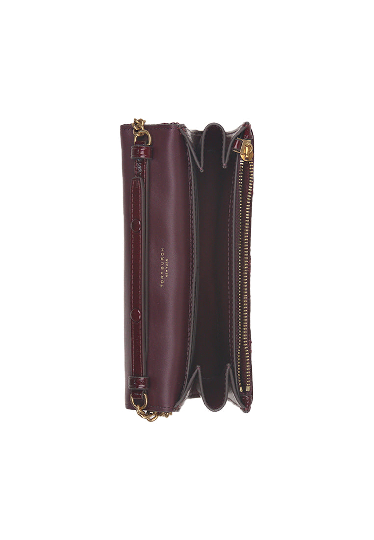 Tory Burch Willa Shine Chain Wallet In Fig Jam 164057