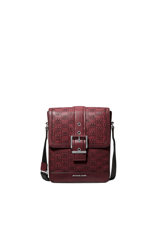 ( PREORDER ) Michael Kors Colby Logo Embossed Burnished Leather Messenger bag In Oxblood 33F5BBAL6L