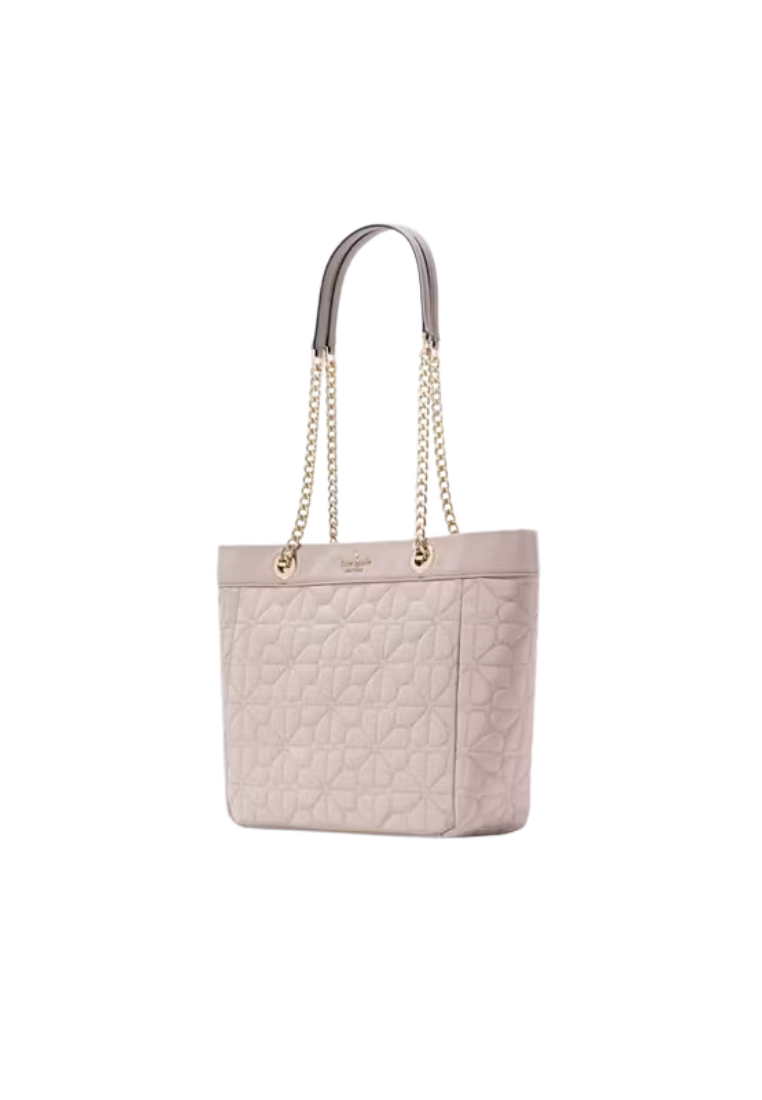 ( PREORDER ) Kate Spade Spade Flower Quilted Fabric Tote Bag In Cozy Grey KK156