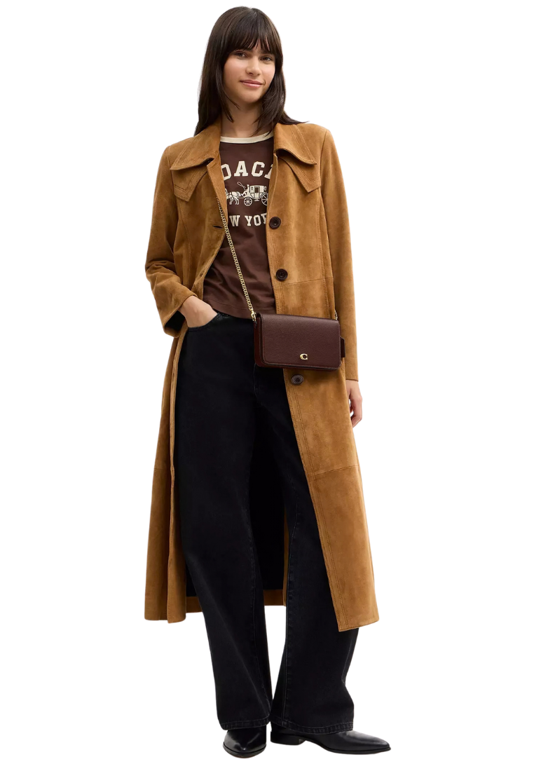 ( PREORDER ) Coach Mila With Signature Canvas Crossbody Bag In Brass Maple CAO01