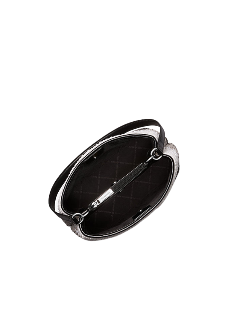 Michael Kors Pratt Medium Ombre Straw Shoulder Bag In Black Noir 35S5S3FS2W