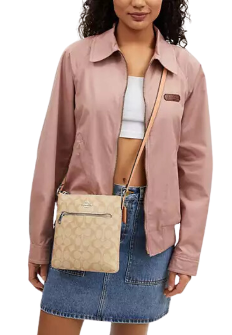 Coach Mini Rowan File Bag In Signature Canvas In Faded Blush CS182