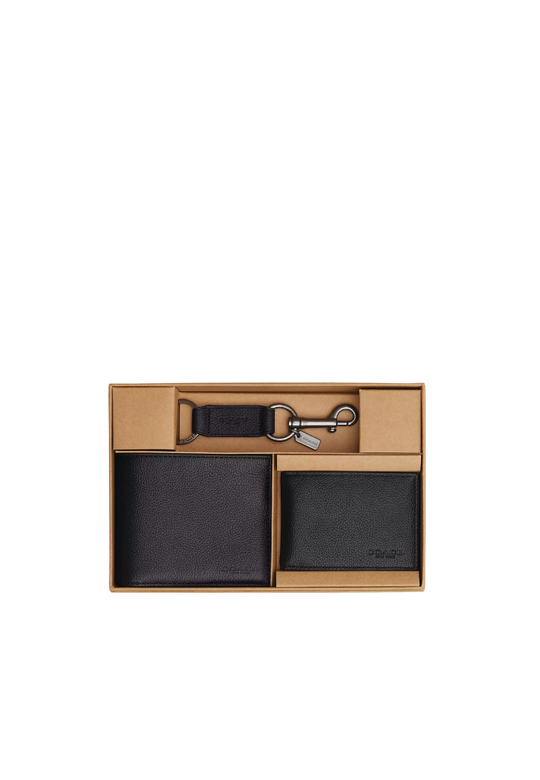 ( PREORDER ) Coach Boxed 3 In 1 Gift Set Wallet In Black CS433