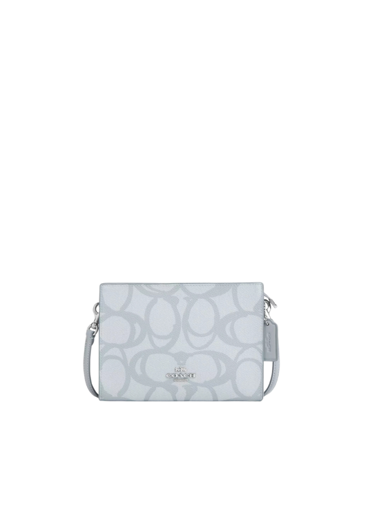( PREORDER ) Coach Slim In Sketch Signature Canvas Crossbody Bag In Silver Ice Blue CBL93