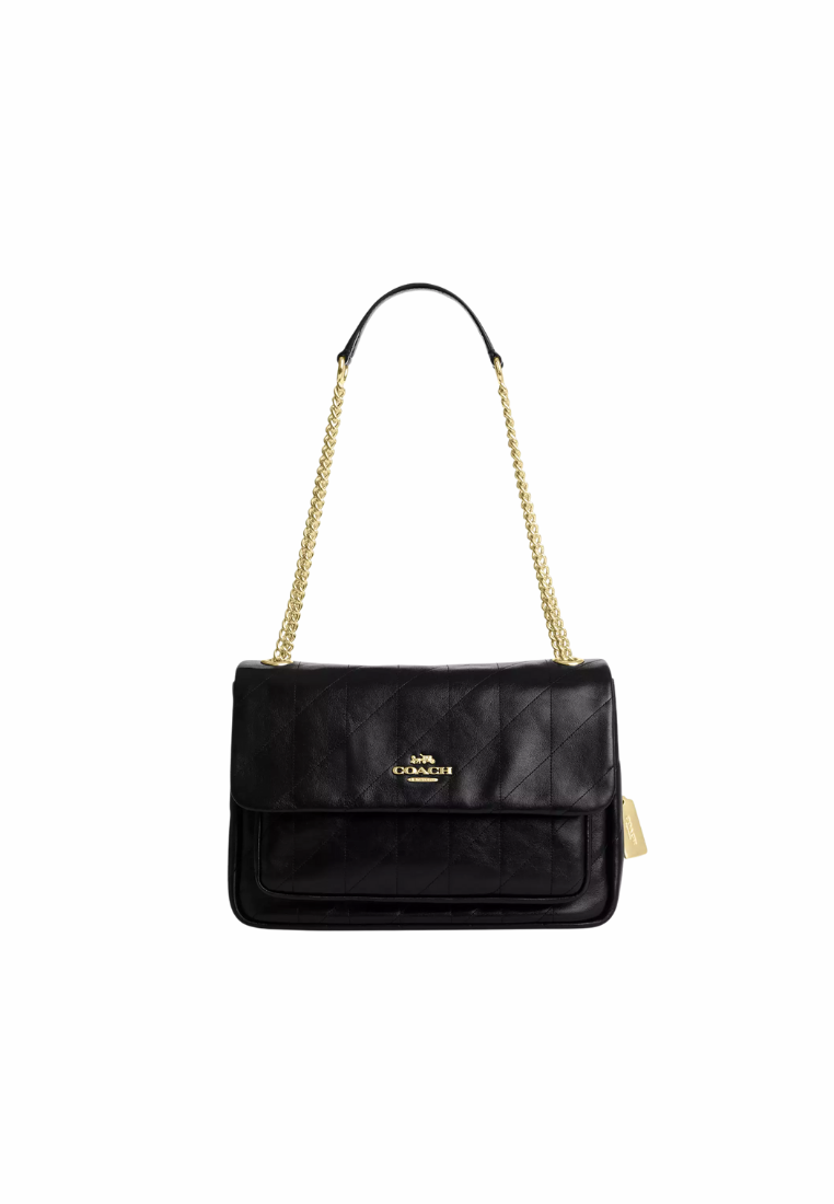 ( PREORDER ) Coach Elodie With Quilting Crossbody Bag In Gold Black CCZ62