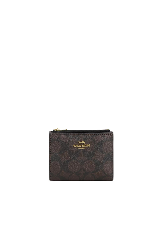 Coach Bifold Wallet Signature Canvas In Brown Black CM852