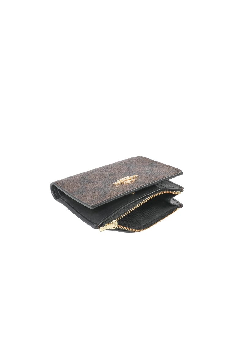 Coach Billfold Wallet Signature Canvas In Brown Black CM852