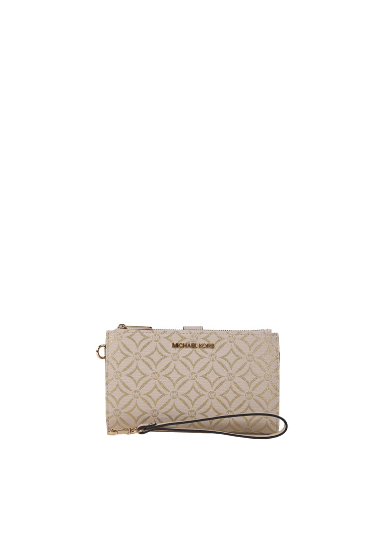 Michael Kors Jet Set Travel Large Double Zip Wristlet In Pale Gold Multi 35F4GTVW3J