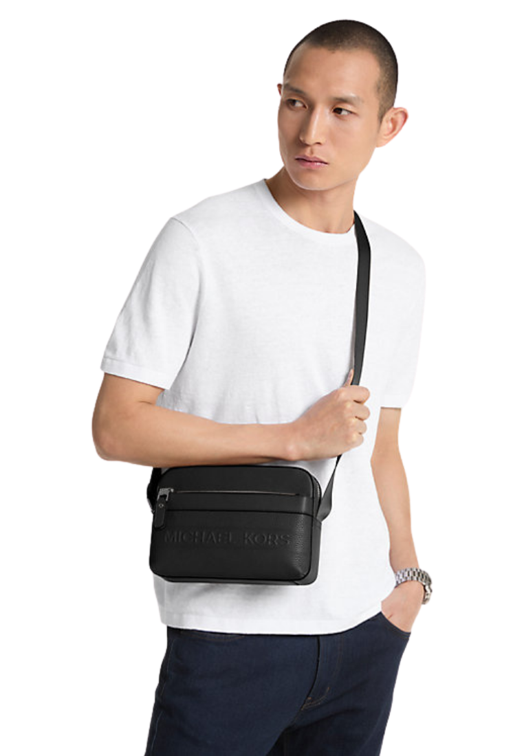 ( PREORDER ) Michael Kors Hudson Pebbled Leather Utility Crossbody bag In Black 33T4LHDC5L