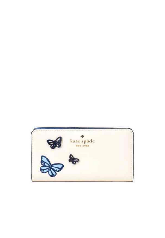 ( AS IS ) Kate Spade Flutter Fly Large Slim Bifold Wallet In Multi KB536