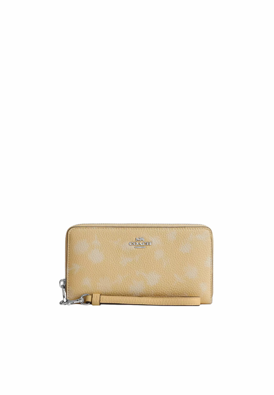 ( PREORDER ) Coach Long Zip Around With Floral Print Wallet In Washed Yellow CEC24