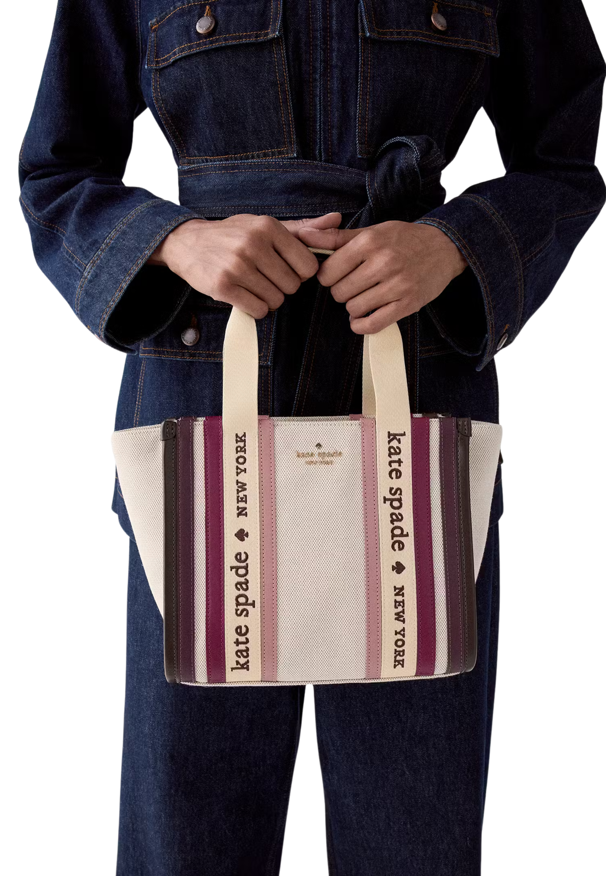 Kate Spade Kip Stripe Small Tote Bag In Deep Cherry Multi KL843