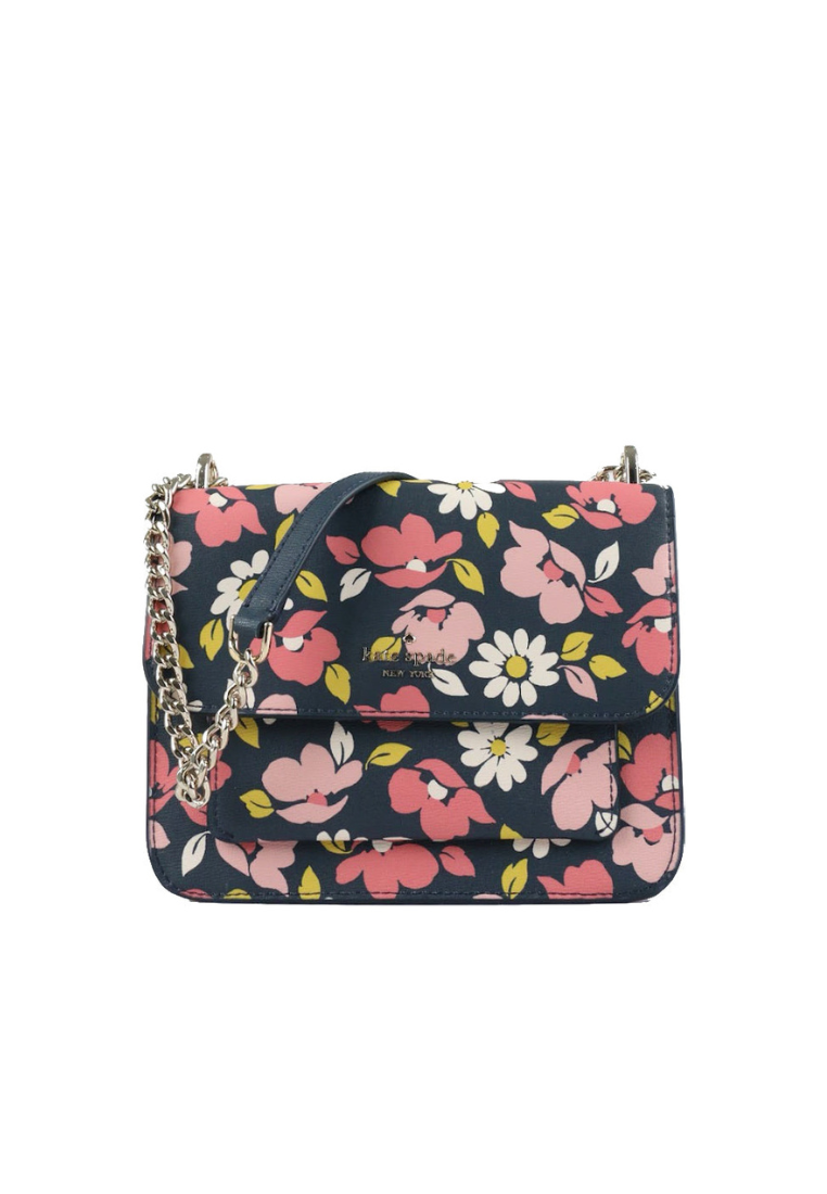 Kate Spade Remi Flap Chain K6098 Crossbody Bag With Floral Printed In Blue Multi