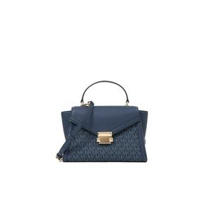 Michael Kors Whitney Medium Logo Satchel Bag In Navy 35R4GWHS2B