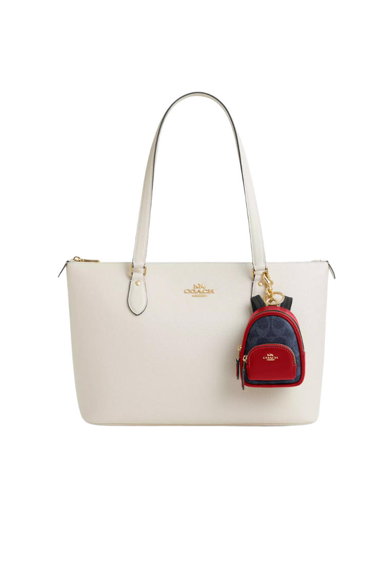 ( PREORDER ) Coach Mini Court Backpack In Signature Canvas Charm In Denim Bold Red CX066