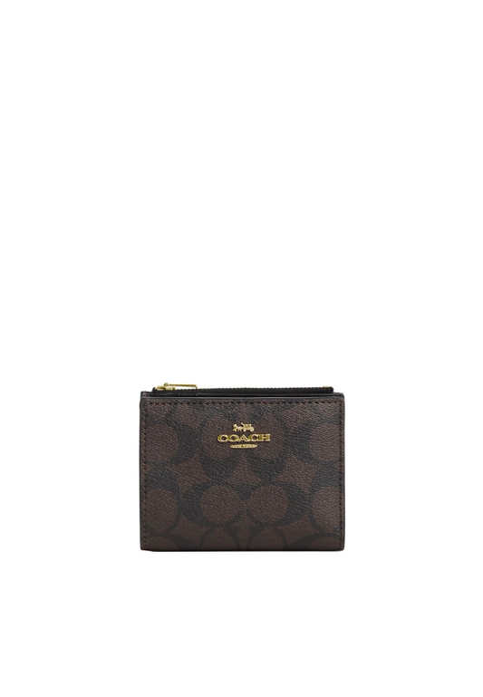 Coach Bifold Wallet Signature Canvas In Brown Black CM852